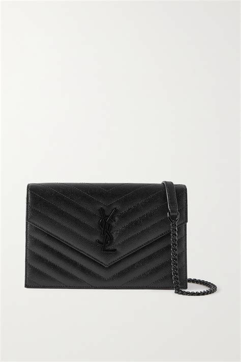 Cassandre matelassé leather wallet on chain in black